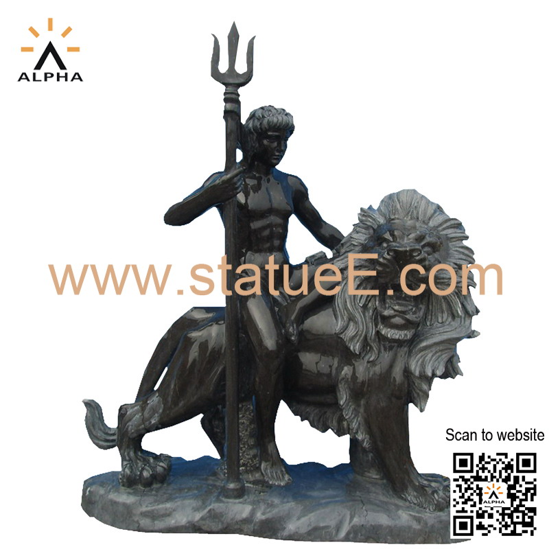 Black marble statues